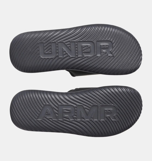 Under Armour Slide's כפכפי אנדר ארמור בצבע שחור לוגו לבן